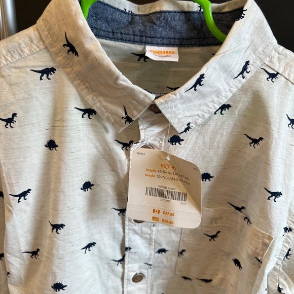 NWT Gymboree Long Sleeve Button Shirt Dinosaurs Cream & Dark Blue - Kids M(7-8Y) - Picture 4 of 6